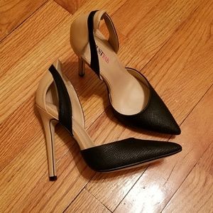 New tan and black heels
